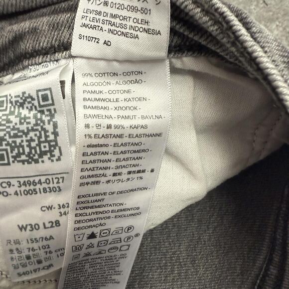 Levi's Wedgie Straight Jeans Womens 30x28 Gray High Rise Stretch Denim Red Tab - Picture 6 of 13